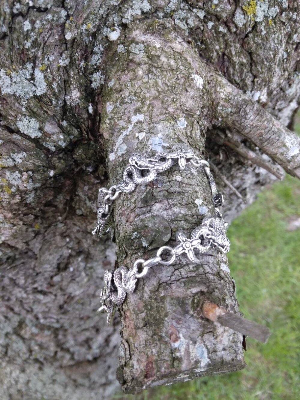 Artisan of Bali Sterling Silver Dragon Link Bracelet 7.5 Inches Adjustable - Picture 6 of 13